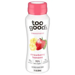 Too Good & Co. Strawberry Banana Smoothie, Yogurt-Cultured Dairy Drink, Lower Sugar, 7 FL OZ Bottle