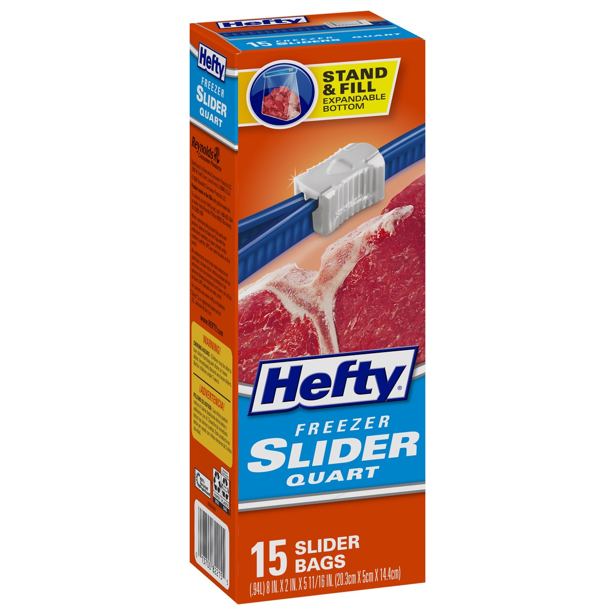 slide 3 of 9, Hefty Quart Freezer Slider Bags 15 ea, 15 ct