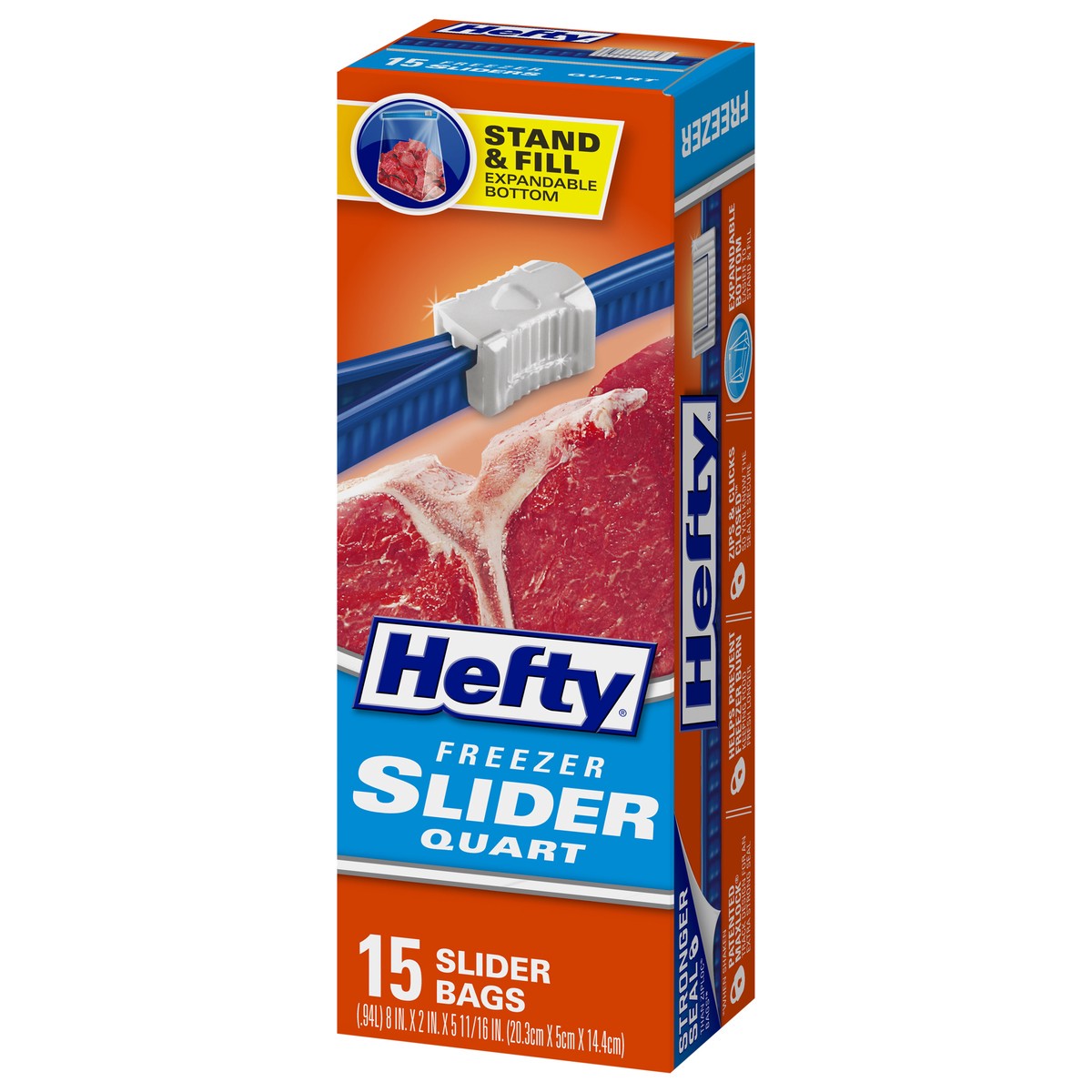 slide 4 of 9, Hefty Quart Freezer Slider Bags 15 ea, 15 ct