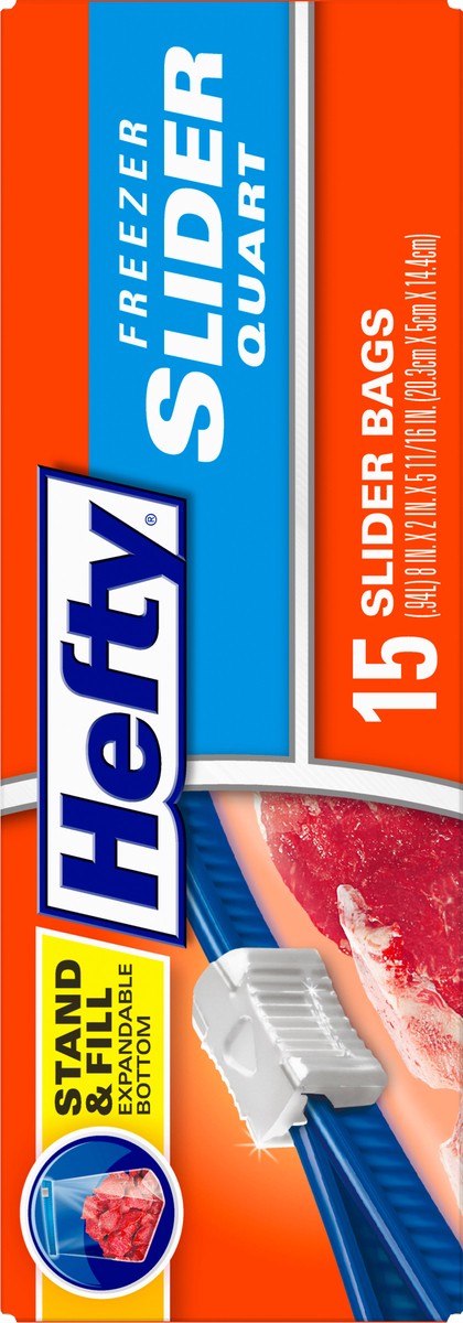 slide 7 of 9, Hefty Quart Freezer Slider Bags 15 ea, 15 ct