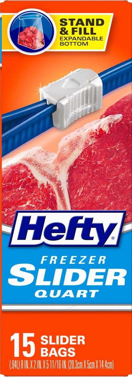 slide 5 of 9, Hefty Quart Freezer Slider Bags 15 ea, 15 ct