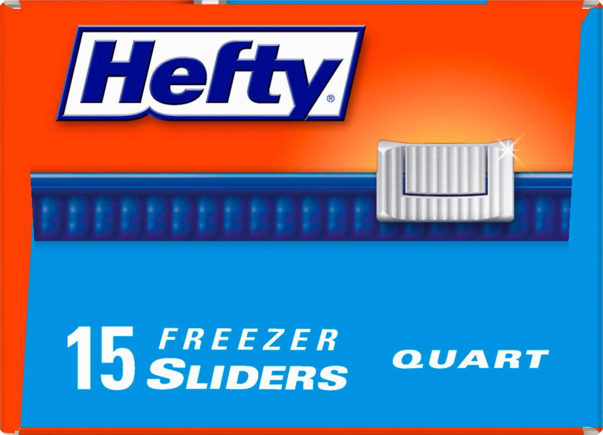 slide 9 of 9, Hefty Quart Freezer Slider Bags 15 ea, 15 ct