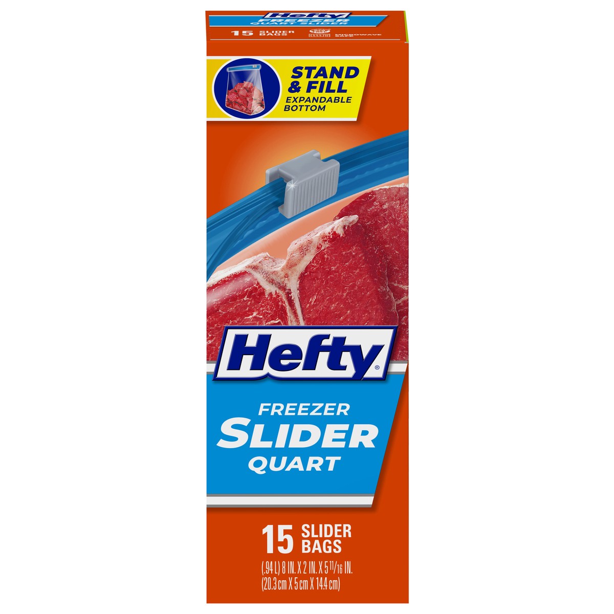 slide 1 of 9, Hefty Quart Freezer Slider Bags 15 ea, 15 ct