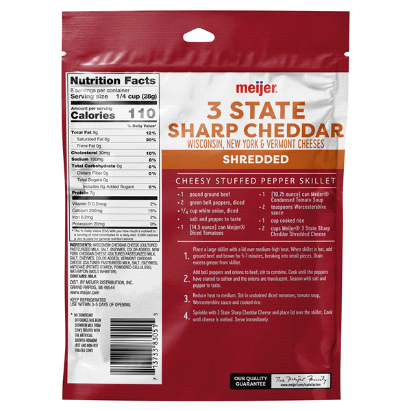 slide 4 of 5, Meijer Finely Shredded 3-State Cheddar Cheese, 8 oz