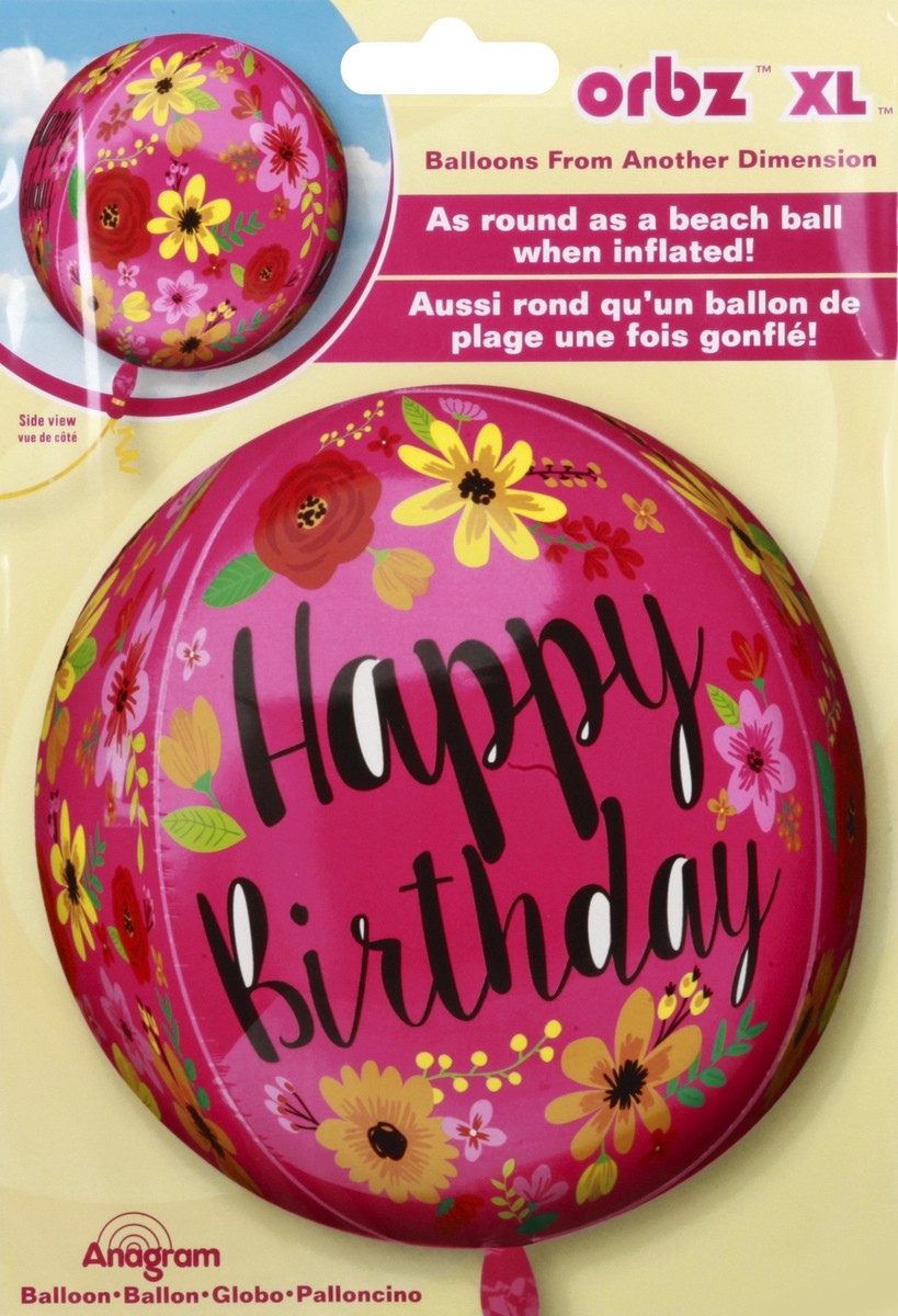 slide 6 of 6, Anagram Floral Happy Birthday Balloon, 1 ct