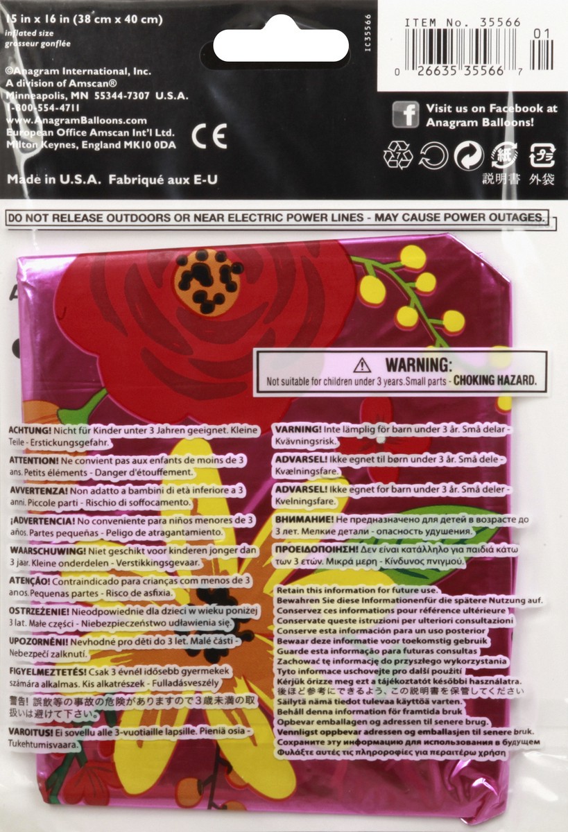 slide 2 of 6, Anagram Floral Happy Birthday Balloon, 1 ct