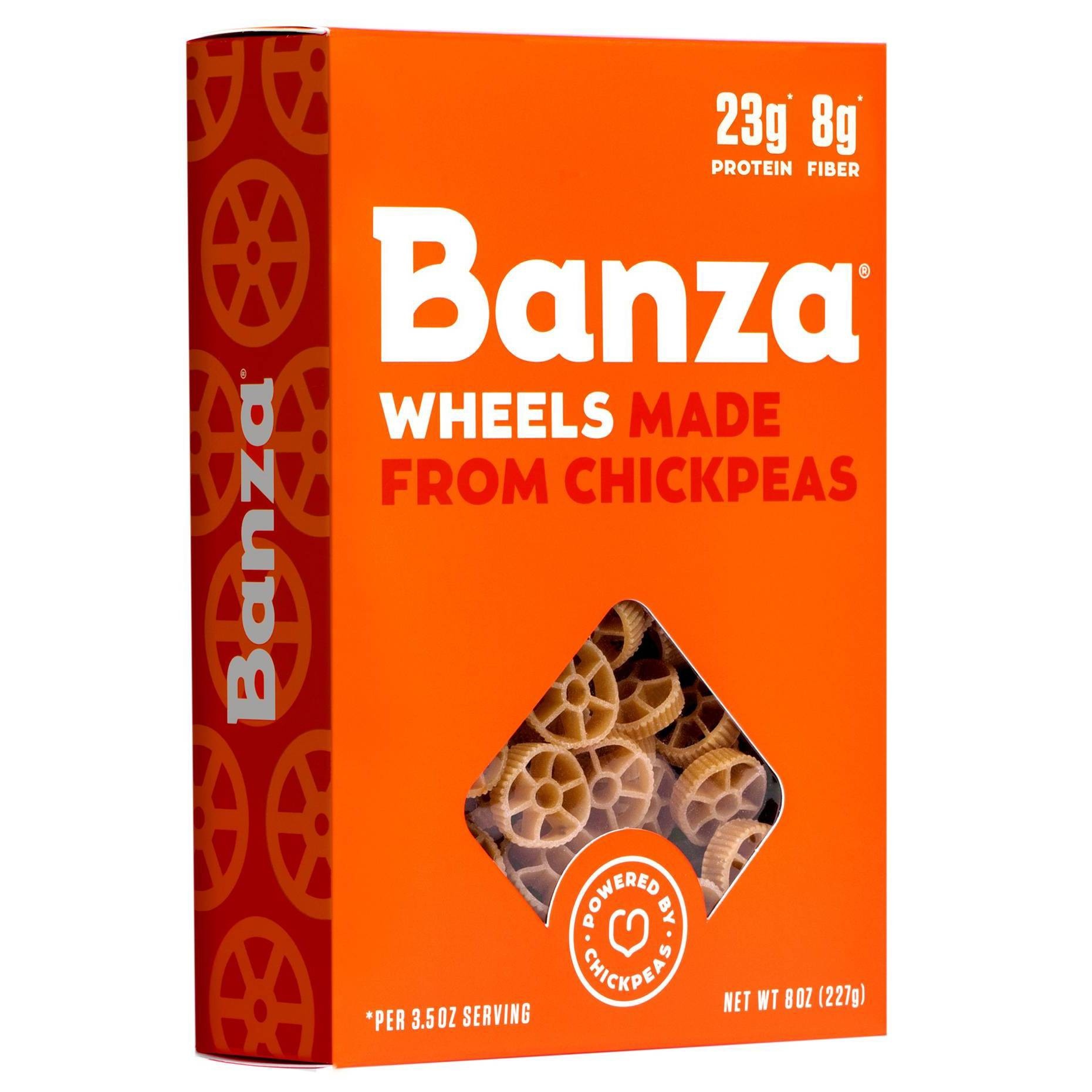 slide 1 of 2, Banza Chickpea Wheels Pasta, 8 oz