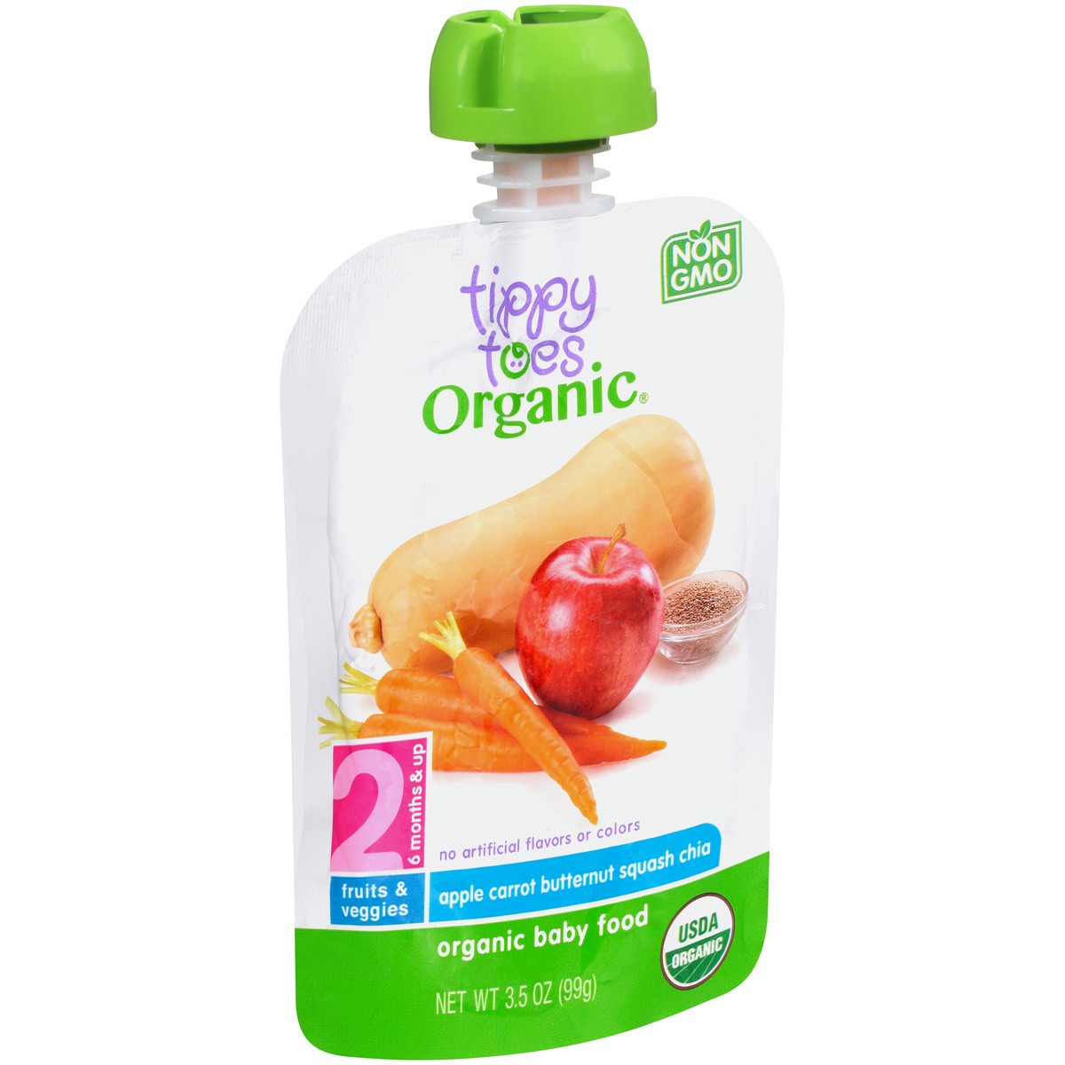 slide 5 of 9, Tippy Toes Organic 2 (6 Months & Up) Apple Carrot Butternut Squash Chia Baby Food 3.5 oz, 3.5 oz