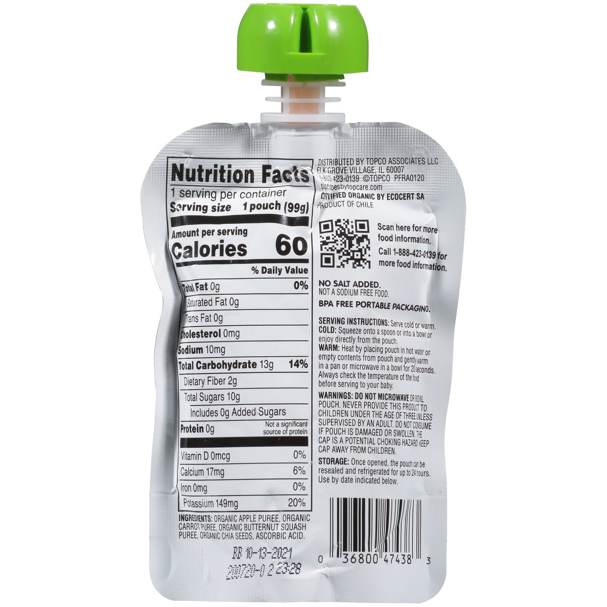 slide 3 of 9, Tippy Toes Organic 2 (6 Months & Up) Apple Carrot Butternut Squash Chia Baby Food 3.5 oz, 3.5 oz