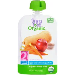 Tippy Toes Organic Stage 2 Apple, Carrot, Butternut Squash & Chia Baby Food - 3.5 oz