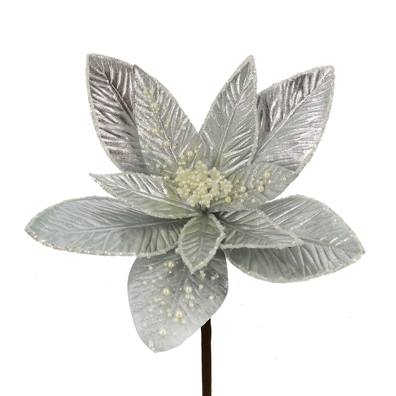 slide 2 of 2, 22" Silver Poinsettia & Pearl Stem By Ashland, 10 in x 10 in x 22 in