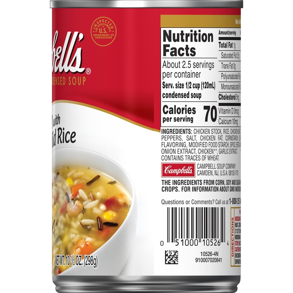 slide 2 of 8, Campbell's Condensed Chicken and Rice Soup With White and Wild Rice, 10.5 oz Can, 10.5 oz