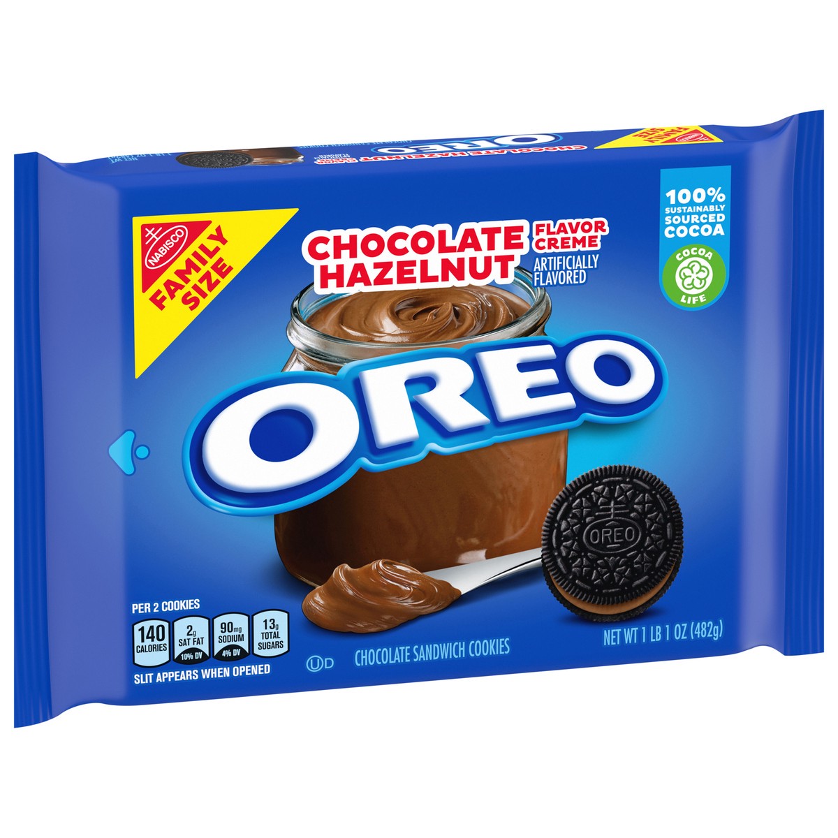 slide 3 of 9, OREO Chocolate Hazelnut Creme Chocolate Sandwich Cookies, Family Size, 17 oz, 17 oz