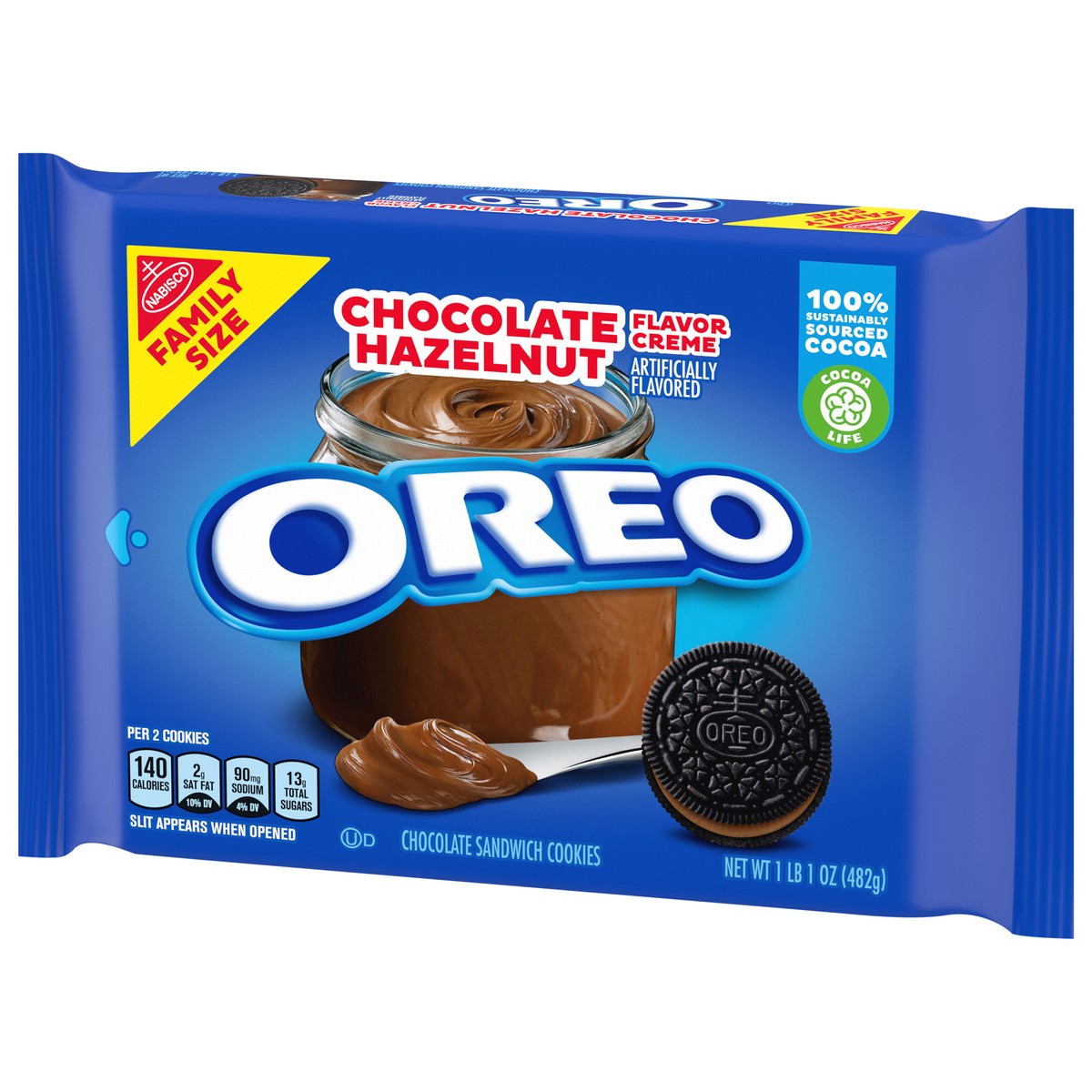 slide 5 of 9, OREO Chocolate Hazelnut Creme Chocolate Sandwich Cookies, Family Size, 17 oz, 17 oz