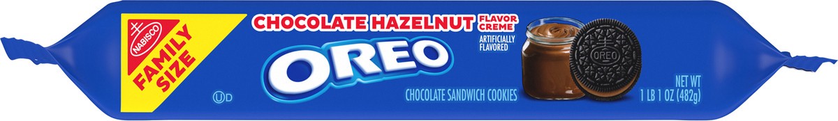 slide 7 of 9, OREO Chocolate Hazelnut Creme Chocolate Sandwich Cookies, Family Size, 17 oz, 17 oz