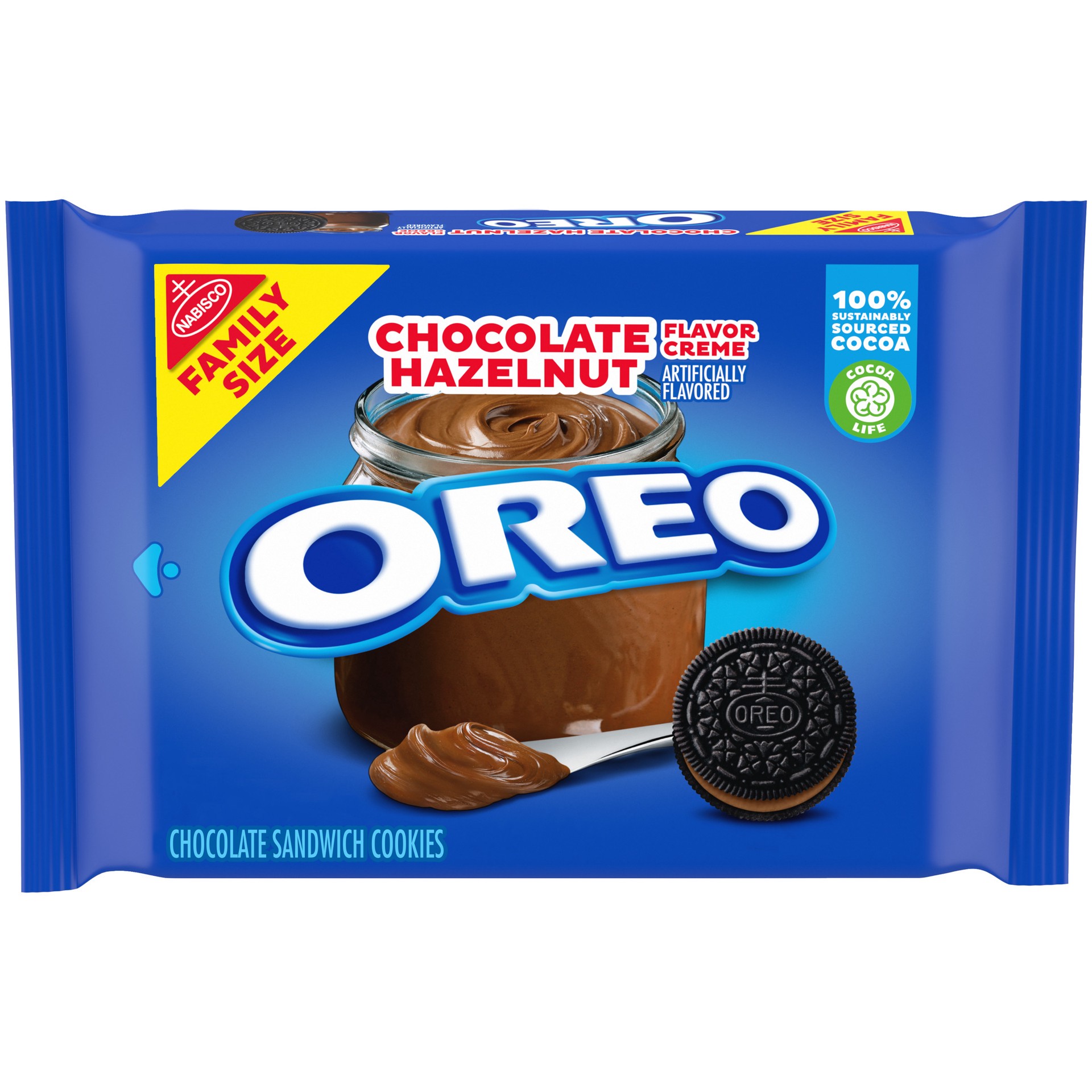 slide 1 of 9, OREO Chocolate Hazelnut Creme Chocolate Sandwich Cookies, Family Size, 17 oz, 17 oz