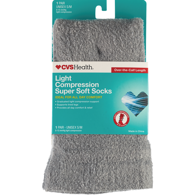 slide 1 of 1, CVS Health Super Soft Light Comp Otc Sock S/M, 1 ct