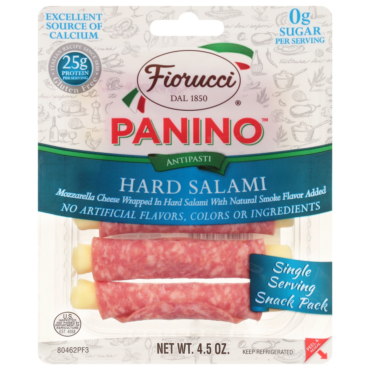 slide 1 of 1, Fiorucci Hard Salami & Mozzarella Panino, 4.5 oz