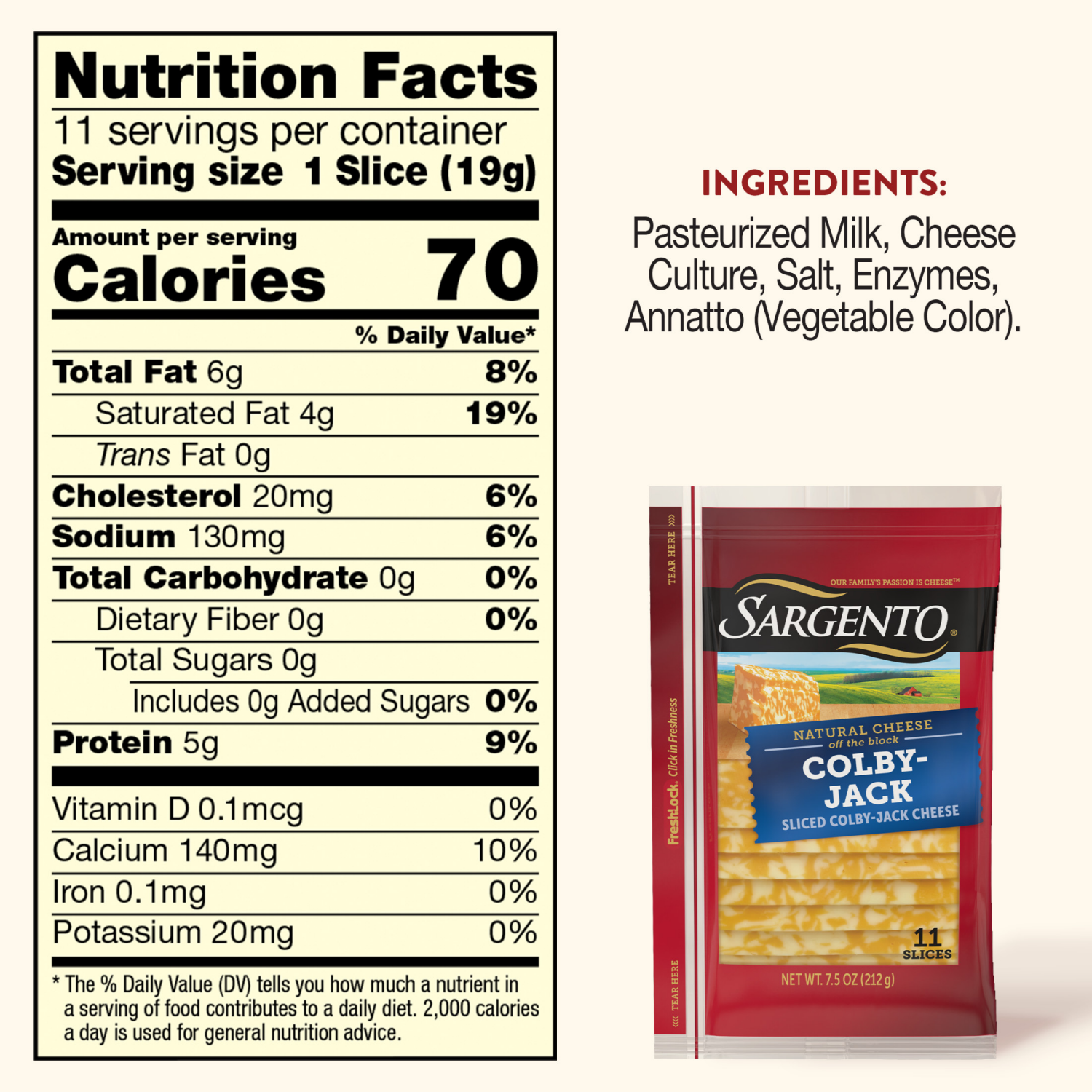 slide 8 of 8, Sargento Natural Colby-Jack Sliced Cheese 11 ea, 11 ct