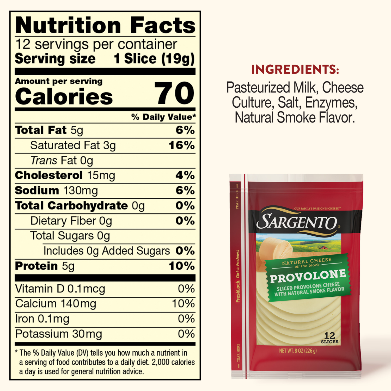 slide 8 of 8, Sargento Natural Provolone Sliced Cheese 12 ea, 12 ct