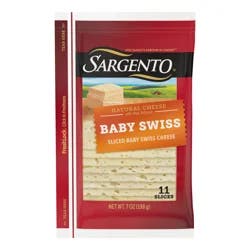 Sargento Sliced Baby Swiss Natural Cheese, 11 slices