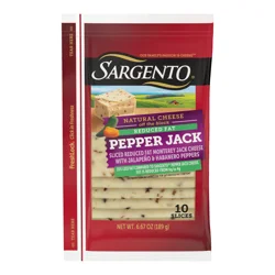 Sargento Sliced Reduced Fat Pepper Jack Natural Cheese, 10 Slices