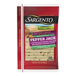 Sargento Sliced Reduced Fat Pepper Jack Natural Cheese, 10 Slices