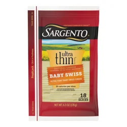 Sargento Baby Swiss Natural Cheese Ultra Thin Slices, 18 slices