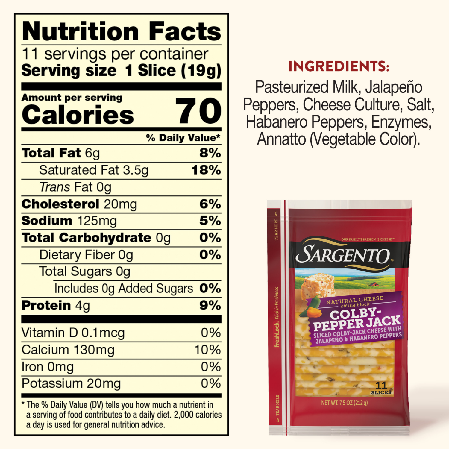 slide 8 of 8, Sargento Sliced Colby-Pepper Jack Natural Cheese, 11 slices, 11 ct
