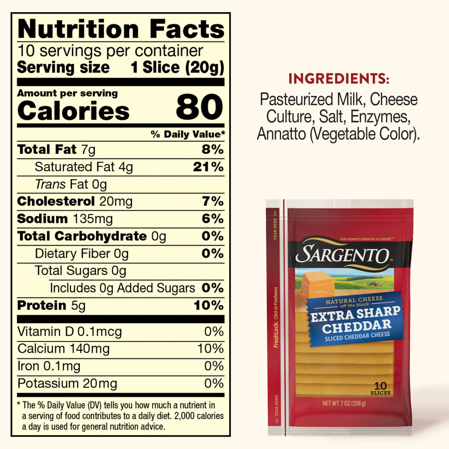 slide 8 of 8, Sargento Sliced Extra Sharp Natural Cheddar Cheese, 10 Slices, 10 ct