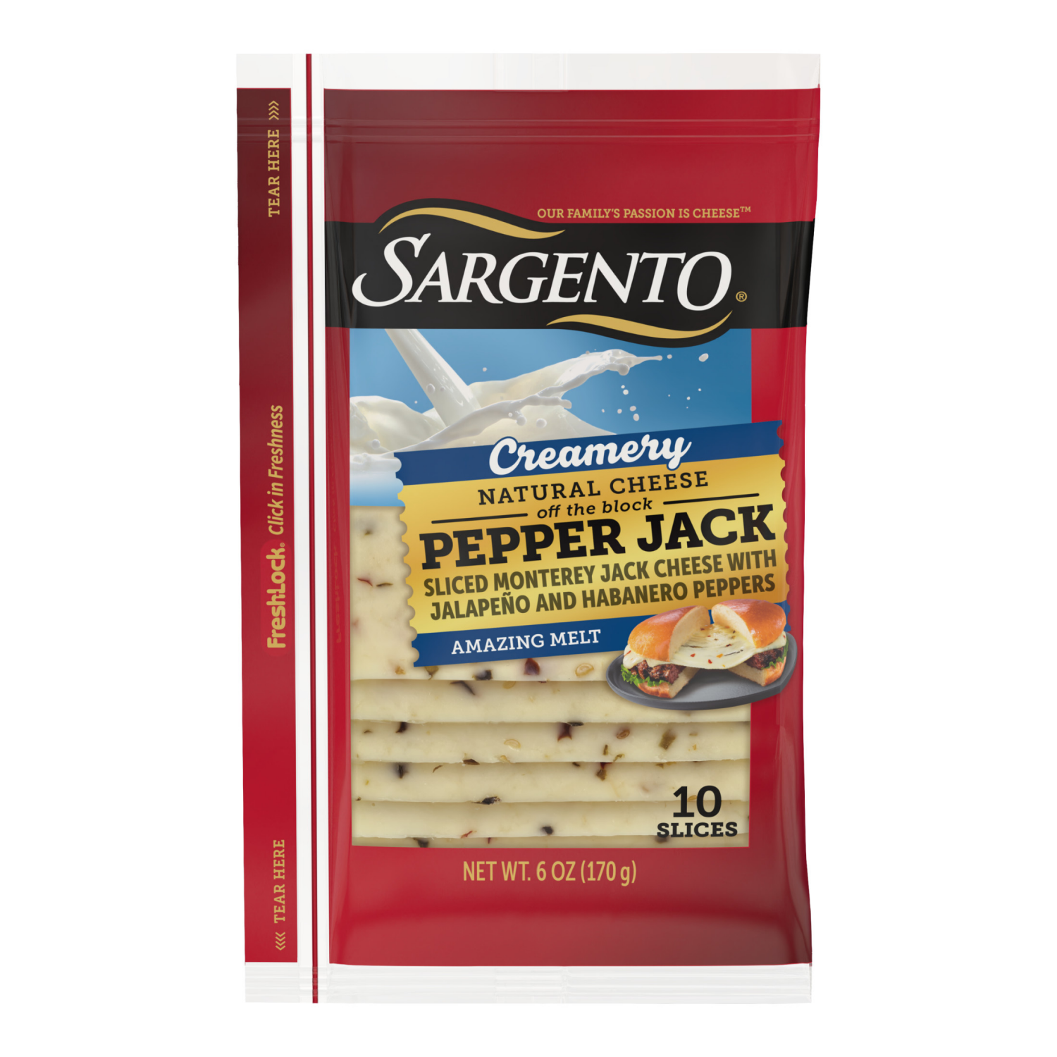 slide 1 of 8, Sargento Creamery Sliced Pepper Jack Natural Cheese, 10 slices, 10 ct