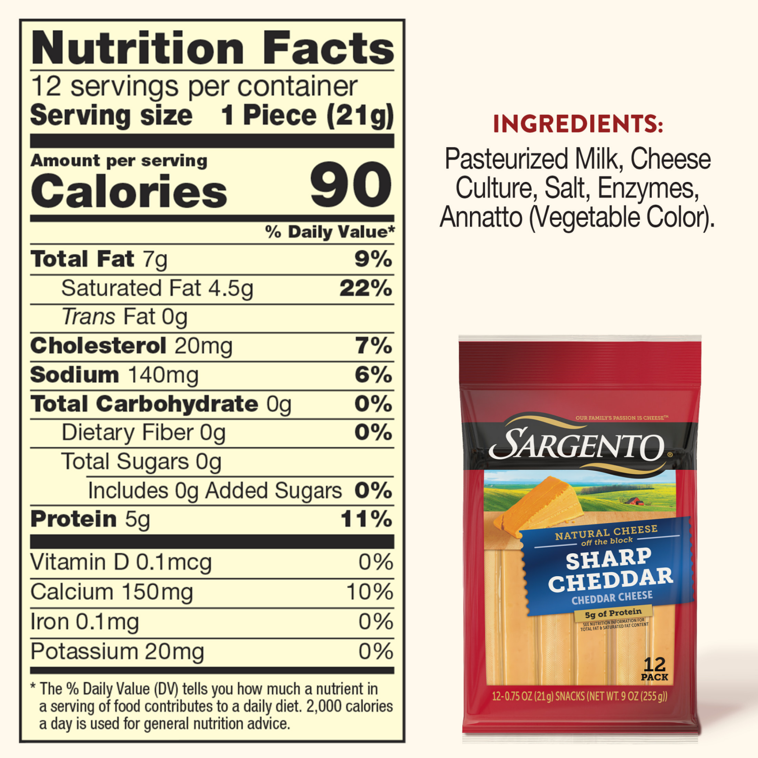 slide 2 of 5, Sargento Sharp Natural Cheddar Cheese Snack Sticks, 12-Count, 12 ct