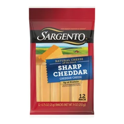 Sargento Sharp Natural Cheddar Cheese Snack Sticks, 12-Count