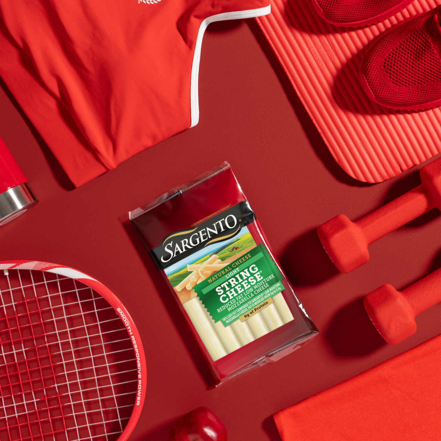 slide 4 of 5, Sargento Reduced Fat Low Moisture Part-Skim Mozzarella Natural Cheese Light String Cheese Snacks, 12-Count, 12 ct