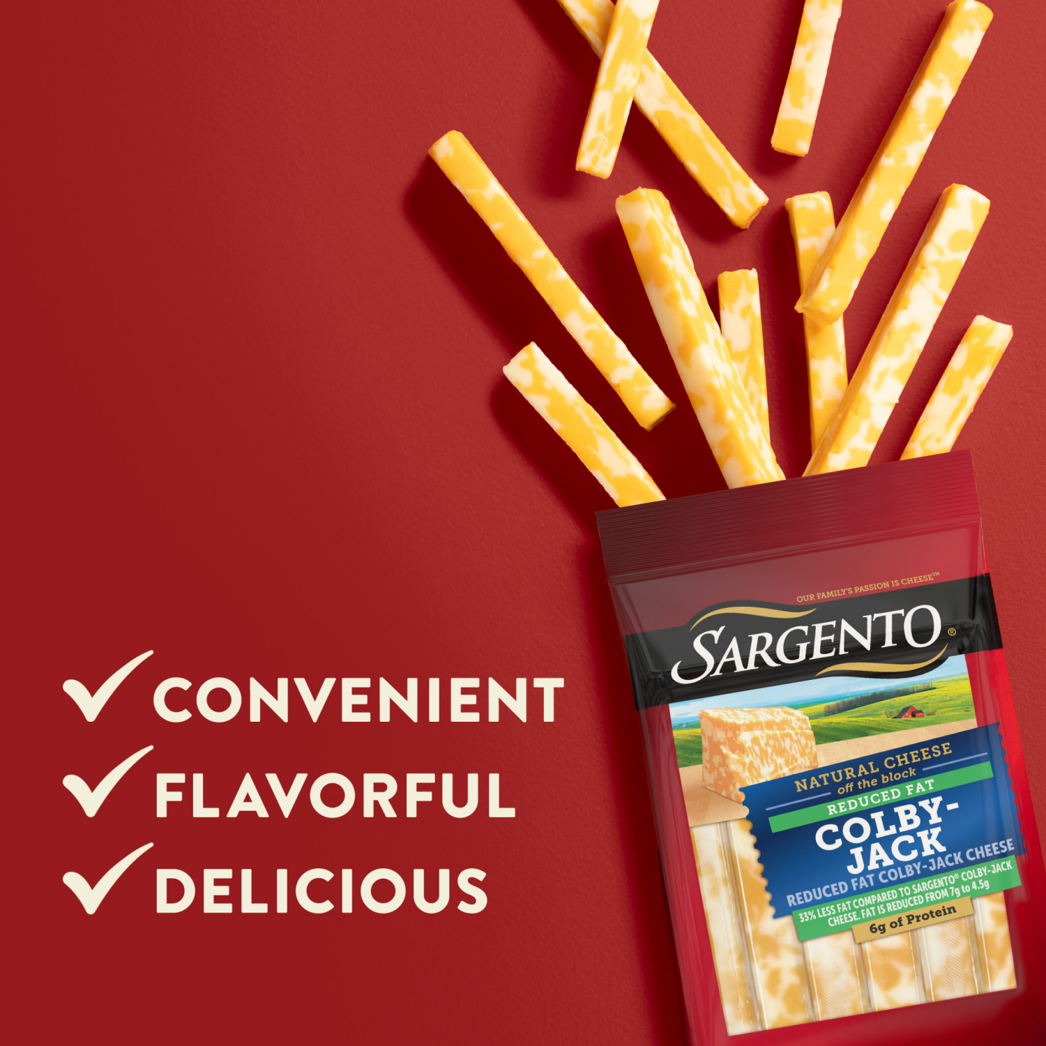 slide 7 of 8, Sargento Reduced Fat Colby-Jack Natural Cheese Snack Sticks, 12-Count, 12 ct