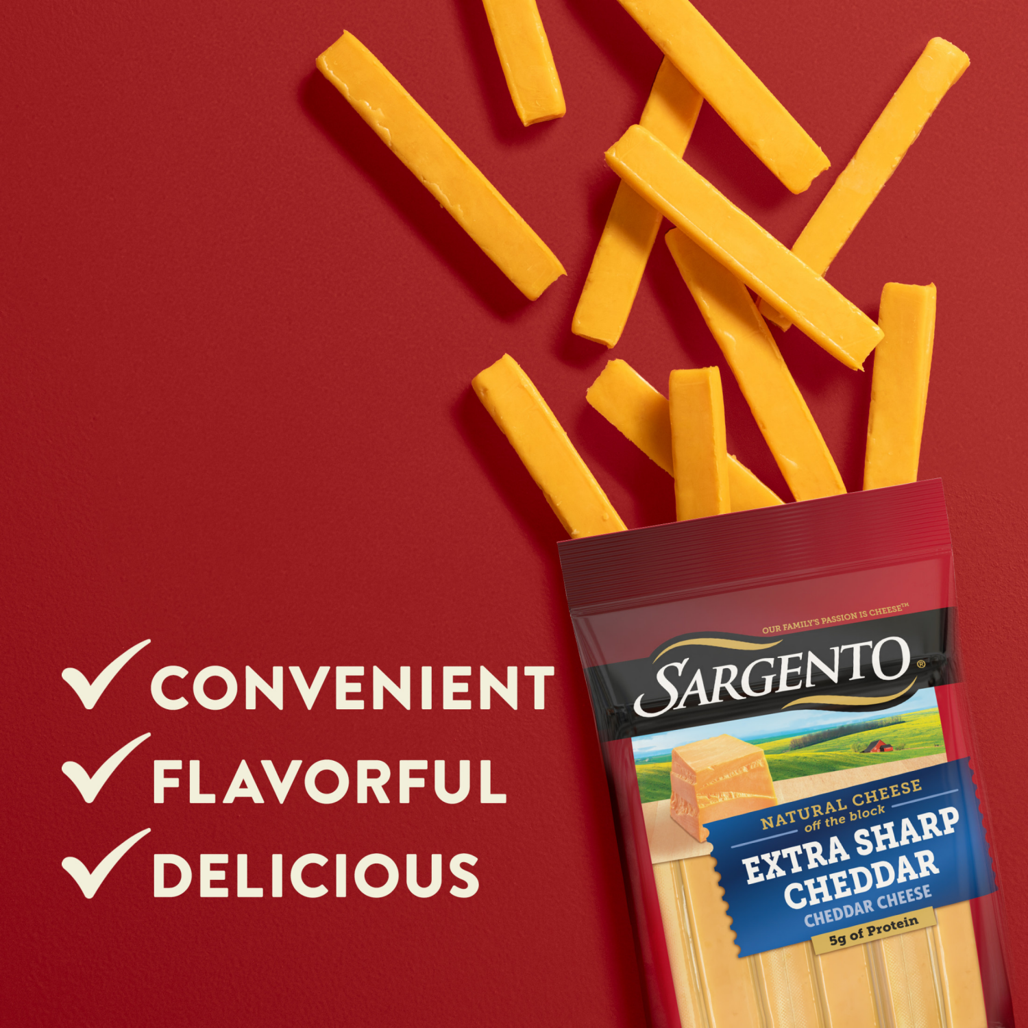 slide 7 of 8, Sargento Extra Sharp Natural Cheddar Cheese Snack Sticks, 12-Count, 12 ct