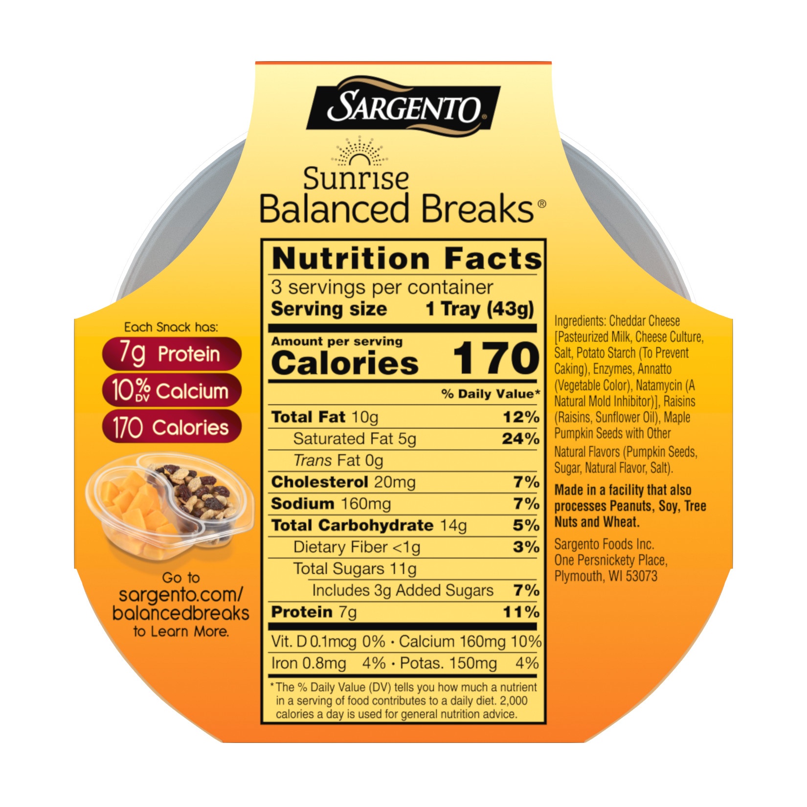 Sargento Sunrise Balanced Breaks With Medium Cheddar Cheese ...