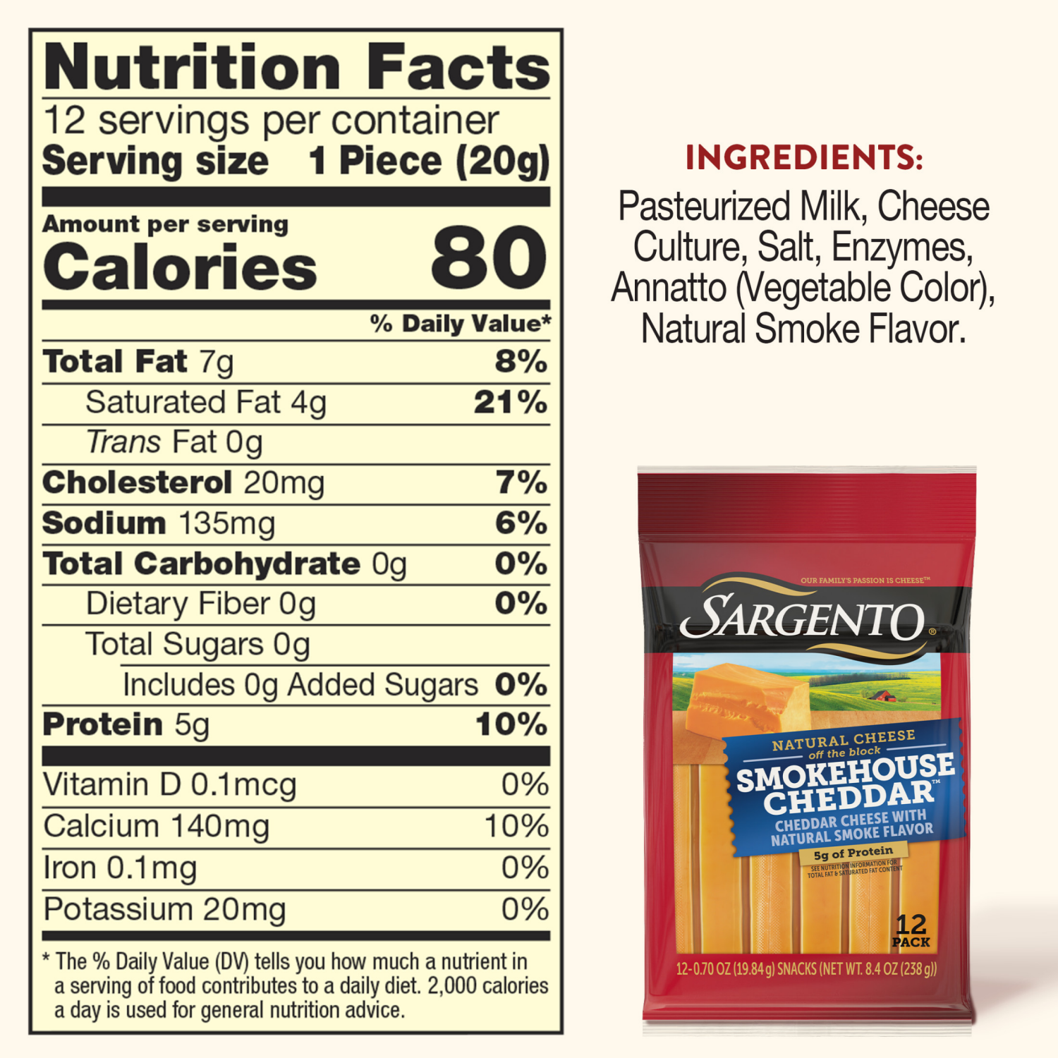 slide 2 of 5, Sargento Smokehouse Cheddar™ Natural Cheese Snack Sticks, 12-Count, 12 ct