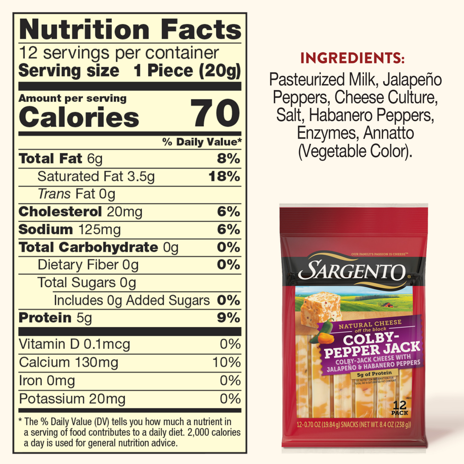 slide 4 of 8, Sargento Colby-Pepper Jack Natural Cheese Snack Sticks, 12-Count, 12 ct