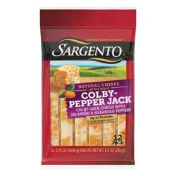 Sargento Colby-Pepper Jack Natural Cheese Snack Sticks, 12-Count