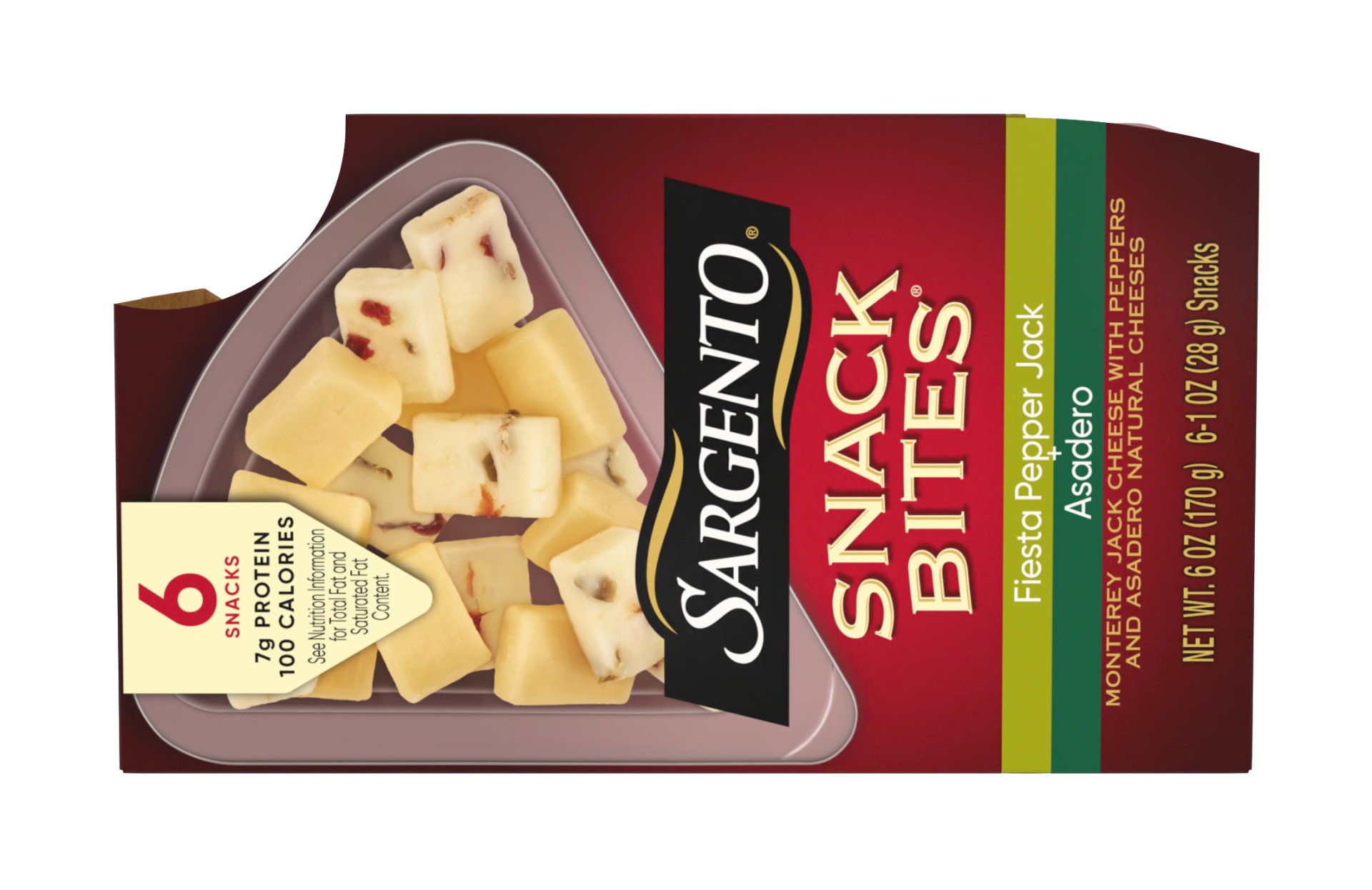 slide 2 of 7, Sargento Fiesta Pepper Jack & Asadero Cheese Snack Bites, 6 oz