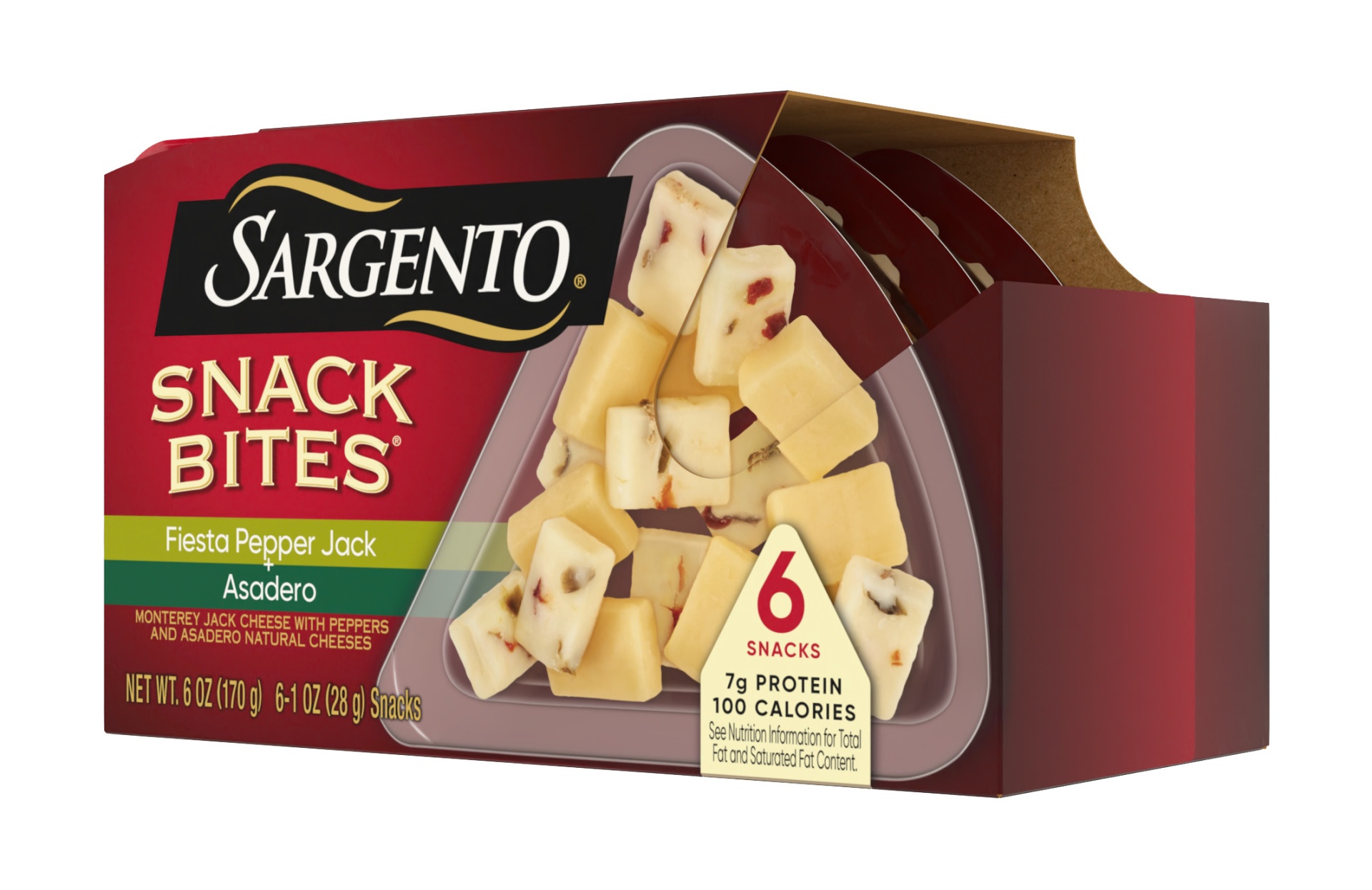 slide 4 of 7, Sargento Fiesta Pepper Jack & Asadero Cheese Snack Bites, 6 oz