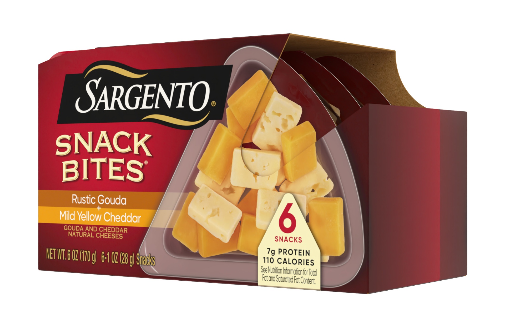 slide 4 of 7, Sargento Rustic Gouda & Mild Cheddar Cheese Snack Bites, 6 oz