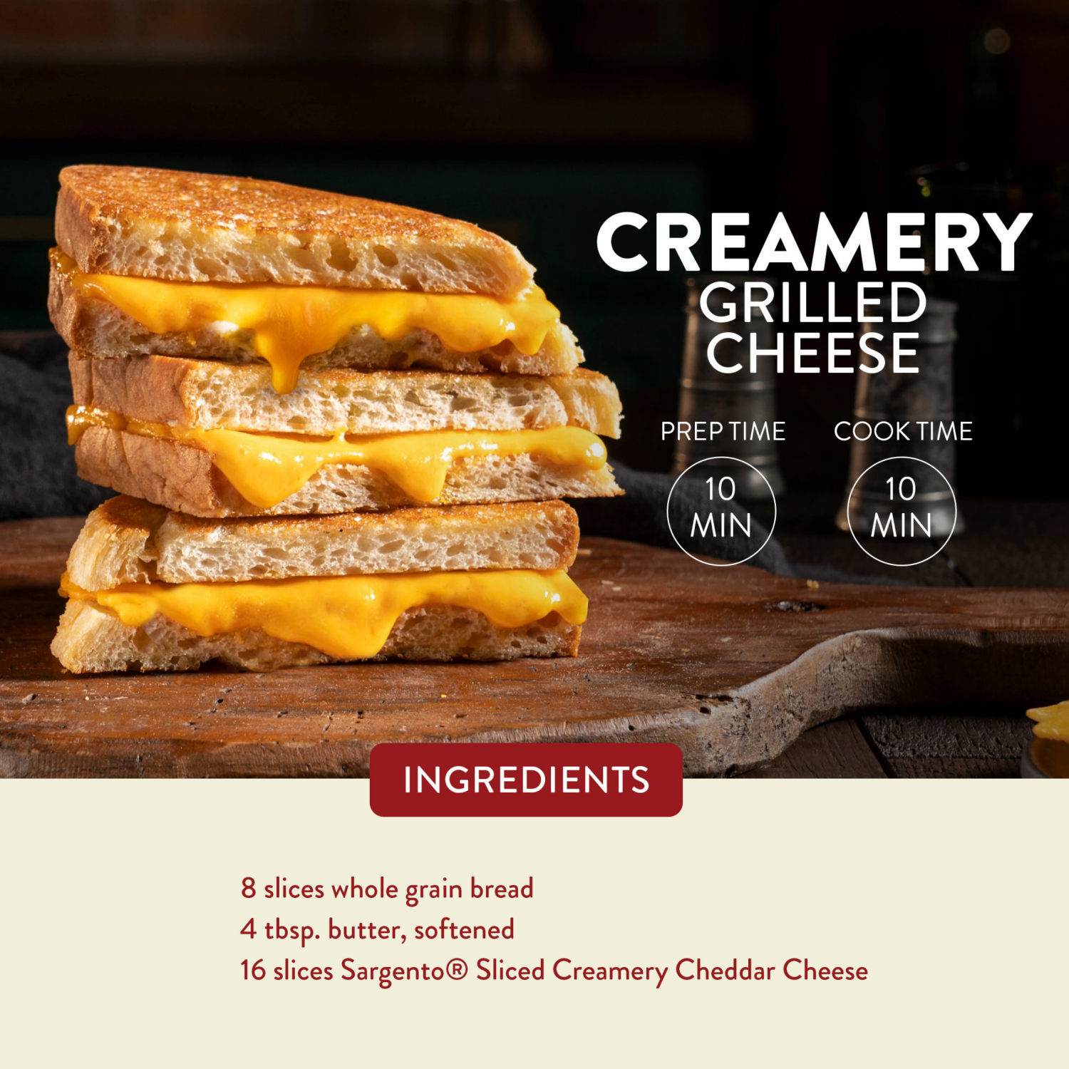 slide 7 of 8, Sargento Creamery Sliced Natural Cheddar Cheese, 10 slices, 10 ct