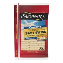 Sargento Creamery Sliced Baby Swiss Natural Cheese, 10 slices