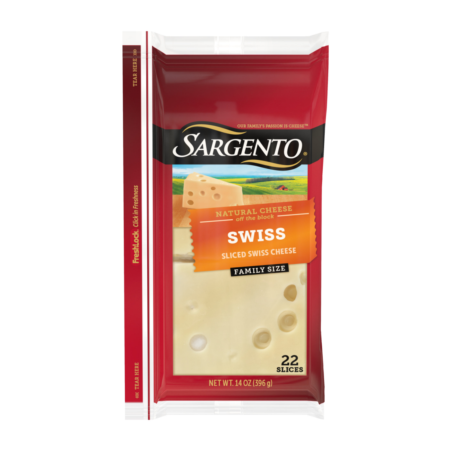 slide 1 of 8, Sargento Natural Swiss Sliced Cheese Family Pack 22 ea, 22 ct
