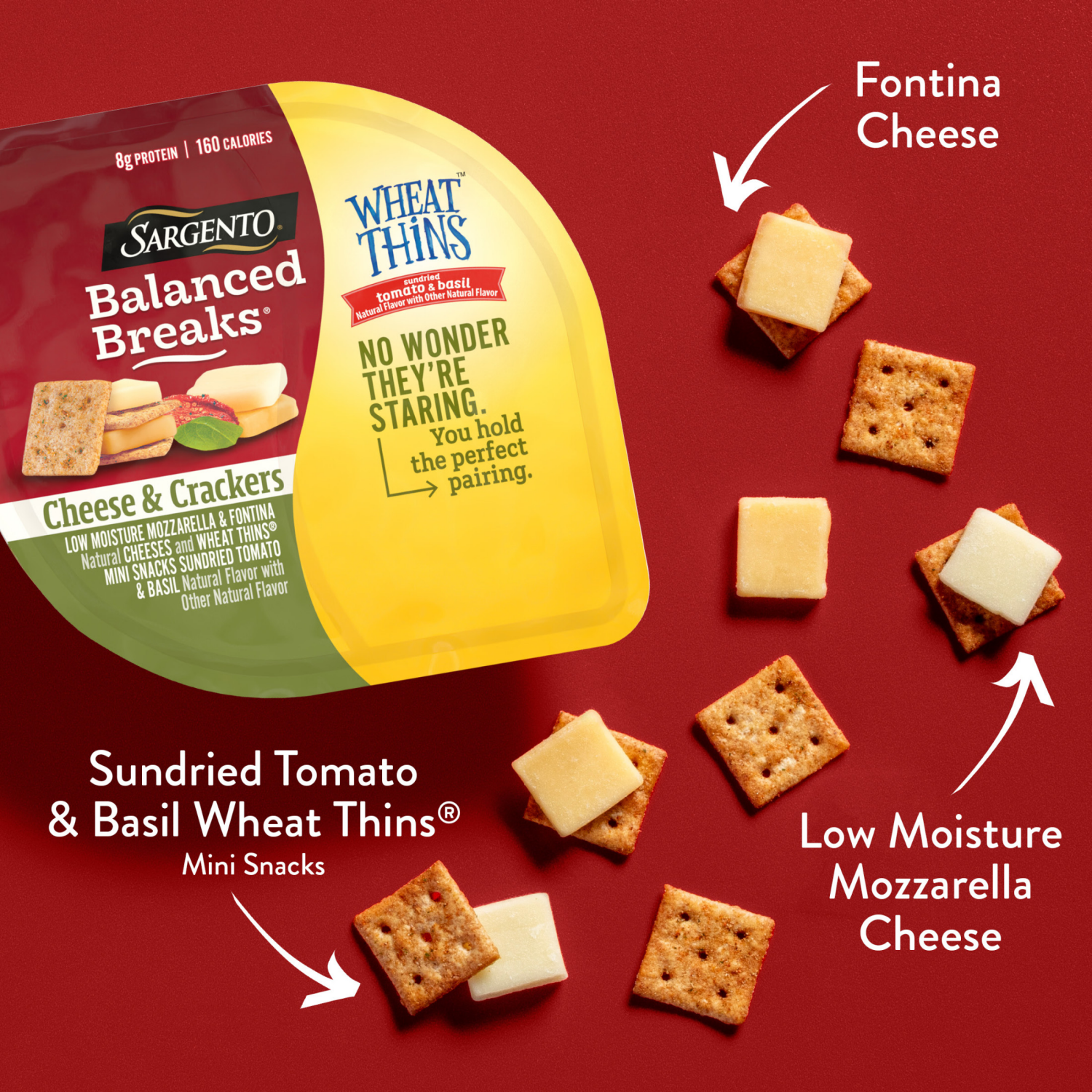 slide 7 of 8, Sargento Mozzarella & Fontina/Wheat Thins Sundried Tomato & Basil Balanced Breaks 3 - 1.5 oz Snacks, 3 ct