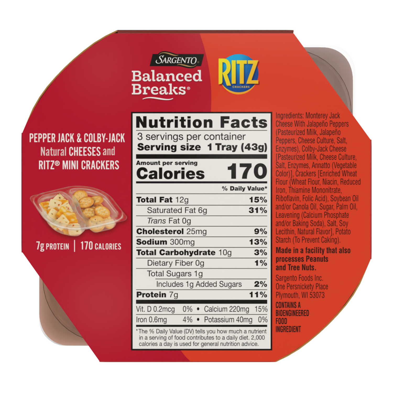 slide 3 of 8, Sargento Cheese & Crackers Pepper Jack & Colby-Jack/Ritz Crackers Balanced Breaks 3 - 1.5 oz Snacks, 3 ct
