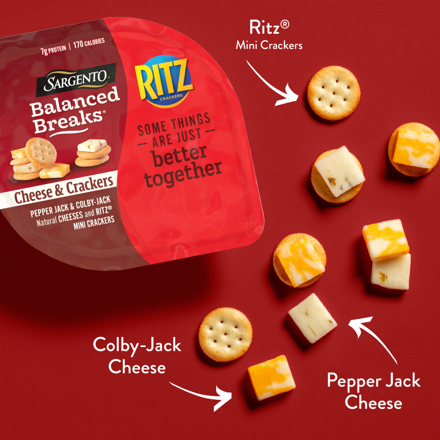 slide 7 of 8, Sargento Cheese & Crackers Pepper Jack & Colby-Jack/Ritz Crackers Balanced Breaks 3 - 1.5 oz Snacks, 3 ct