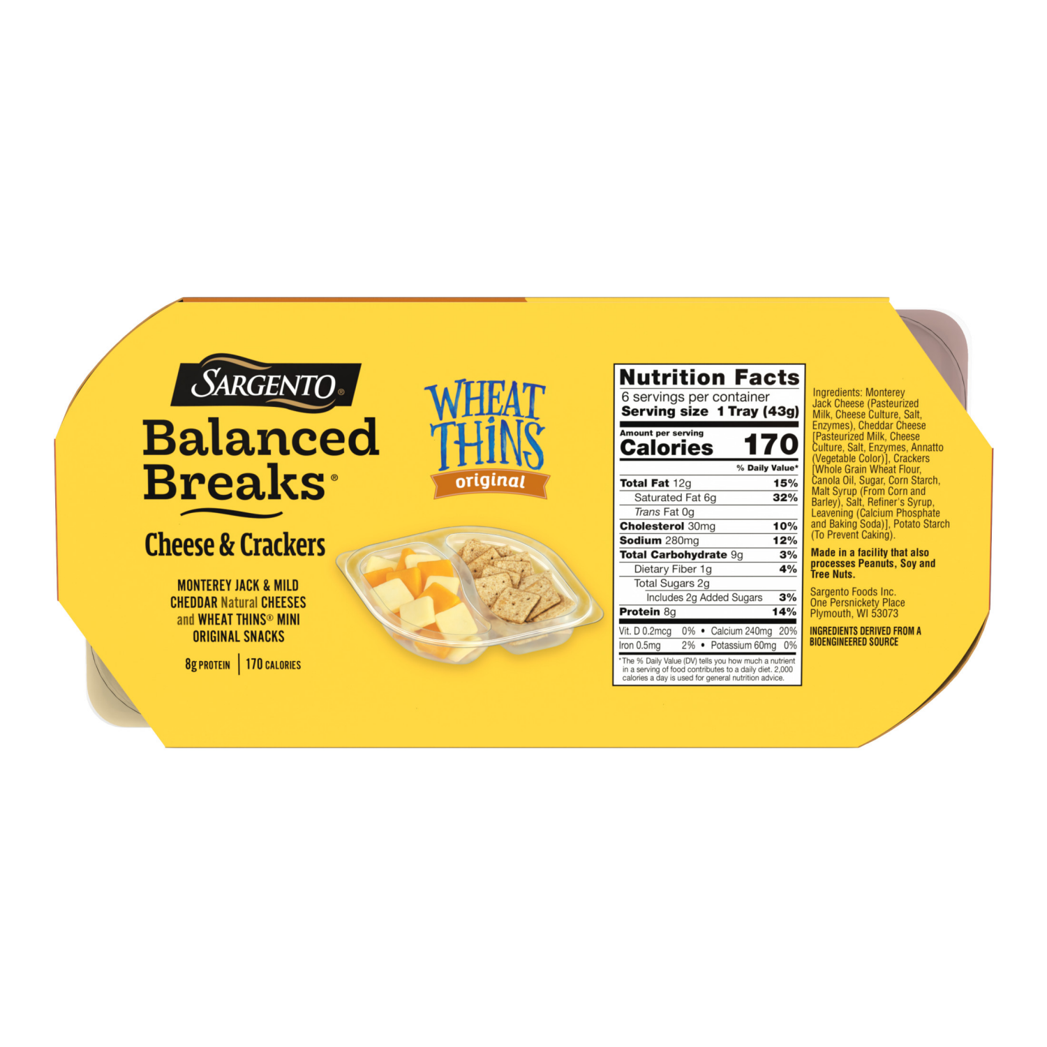 slide 3 of 8, Sargento Balanced Breaks Cheese & Crackers, Natural Monterey Jack & Mild Cheddar Cheese and WHEAT THINS Mini Original Snacks Snack Kit, 6-Pack, 6 ct